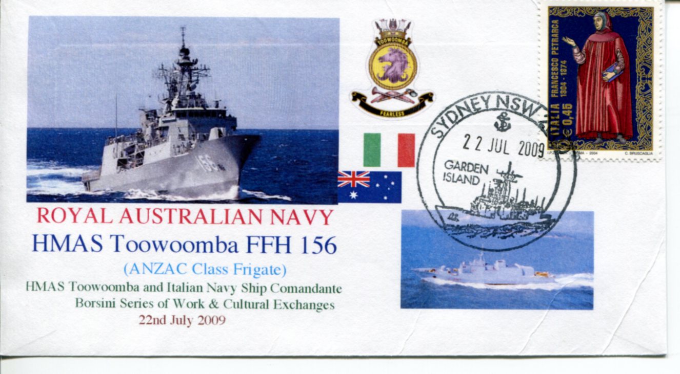 HMAS Toowoomba & Italian Comandante Borsini exchange HMAS Toowoomba & Italian Comandante Borsini exchange