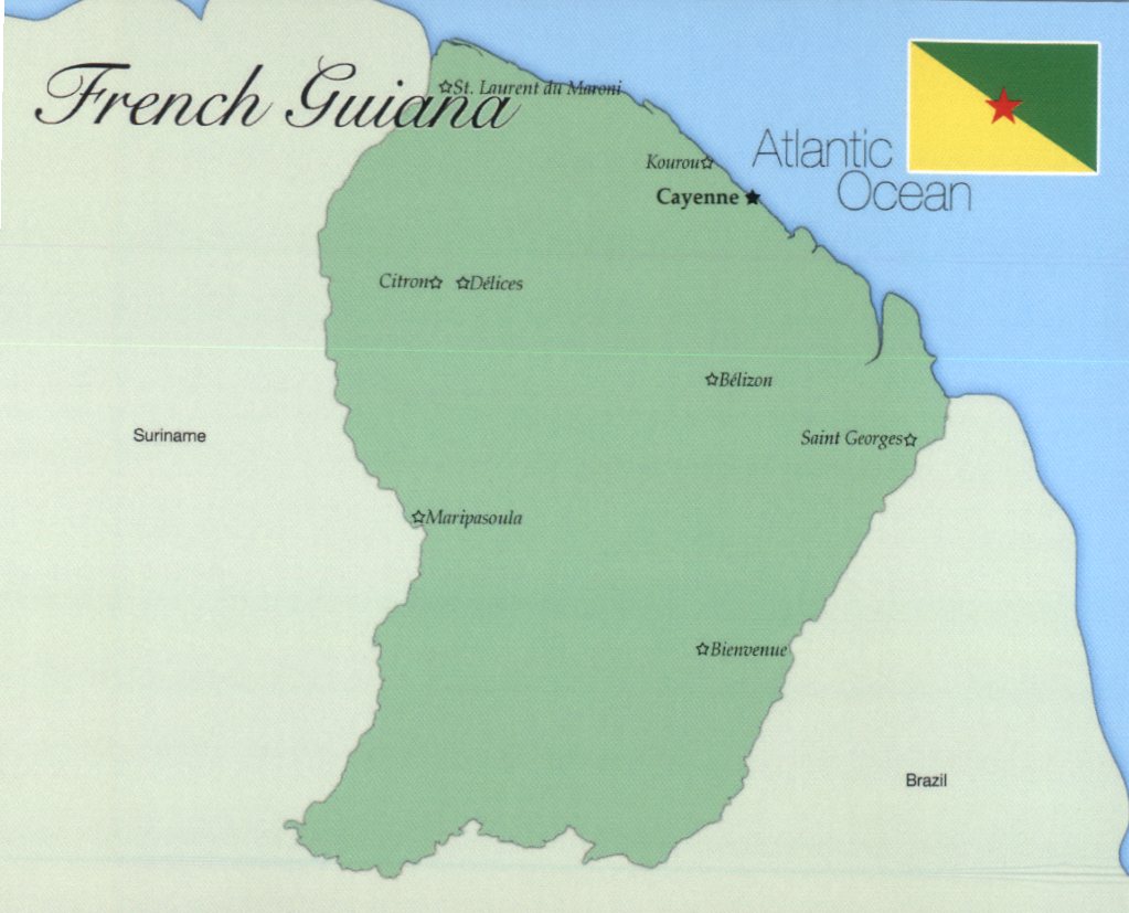 Map of French Guiana (Guyane)