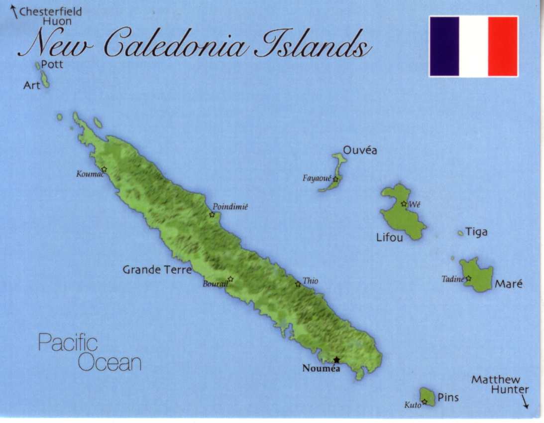 Map Of New Caledonia Islands France 100 Postcard Interactive